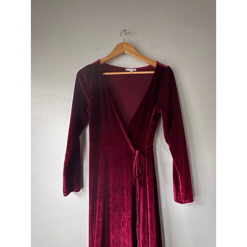Baltic Born Esmerelda Merlot Velvet Wrap Maxi Dress Small - Picture 8 of 12